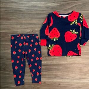 Carter's Red and Blue Strawberry Pajama Set size 6M